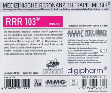 RRR 103 Peter Hübner CD Peter Hübner Musik nach den Gesetzen der Natur CD Medizinische Resonanz Therapie - Digipharm