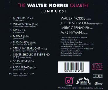The Walter Norris Quartet - Sunbrust CD 9 Track 1991 Concord Jazz