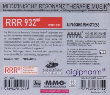 RRR 932 - Auflösung von Stress Peter Hübner CD Musik nach den Gesetzen der Natur Medizinische Resonanz Therapie - Digipharm