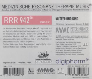 RRR 942 Digipharm Peter Hübner CD Medizinische Resonanztherapie Mutter und Kind Neu