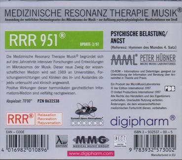 RRR 951 Psychische Belastung / Angst Peter Hübner CD Medizinische Resonanz Therapie - Digipharm
