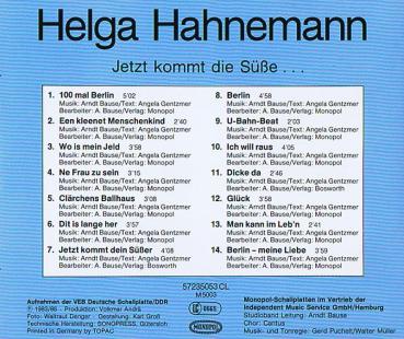 Jetzt Kommt die Süße - Helga Hahnemann CD ( 14 Track ) 1983/86 DDR