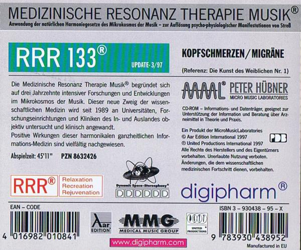 RRR 133 Kopfschmerzen / Migräne Peter Hübner Musik nach den Gesetzen der Natur CD