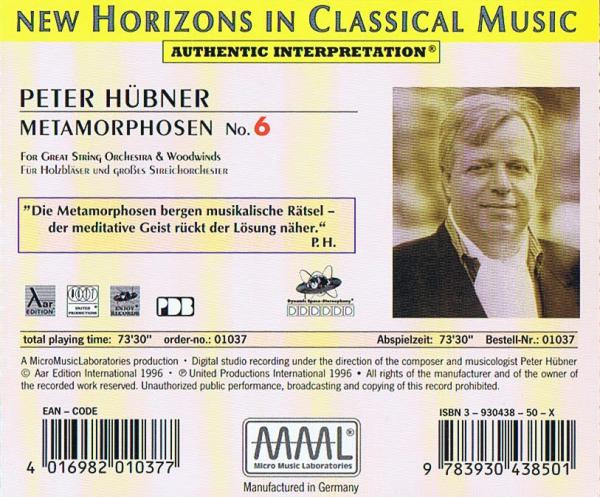 RRR 111 Metamorphosen No. 6 Peter Hübner CD New Horizons in Classical Music Kunst der Fuge