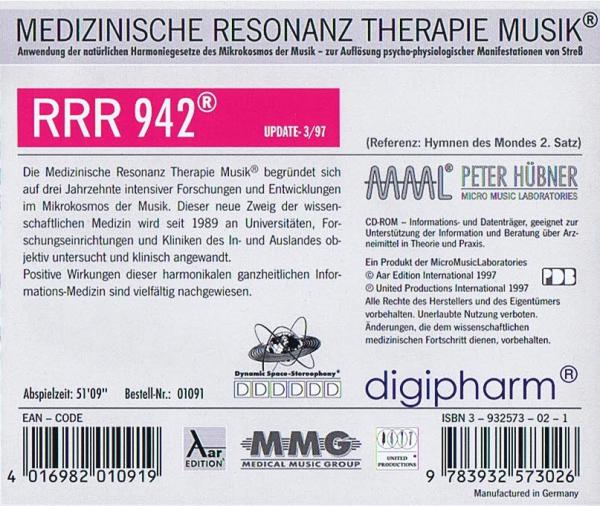 RRR 942 Digipharm Peter Hübner CD Medizinische Resonanztherapie Zur Auflösung von Stress