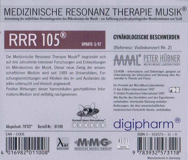 RRR 105 Peter Hübner CD Gynäkologische Beschwerden Medizinische Resonanz Therapie Musik nach den Gesetzen der Natur