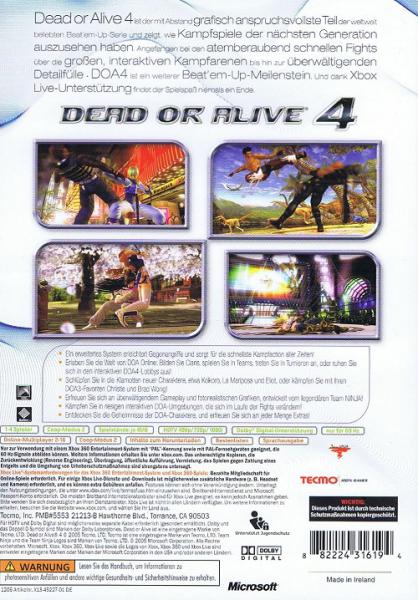 Dead or Alive 4 XBOX 360 Classics Spiel